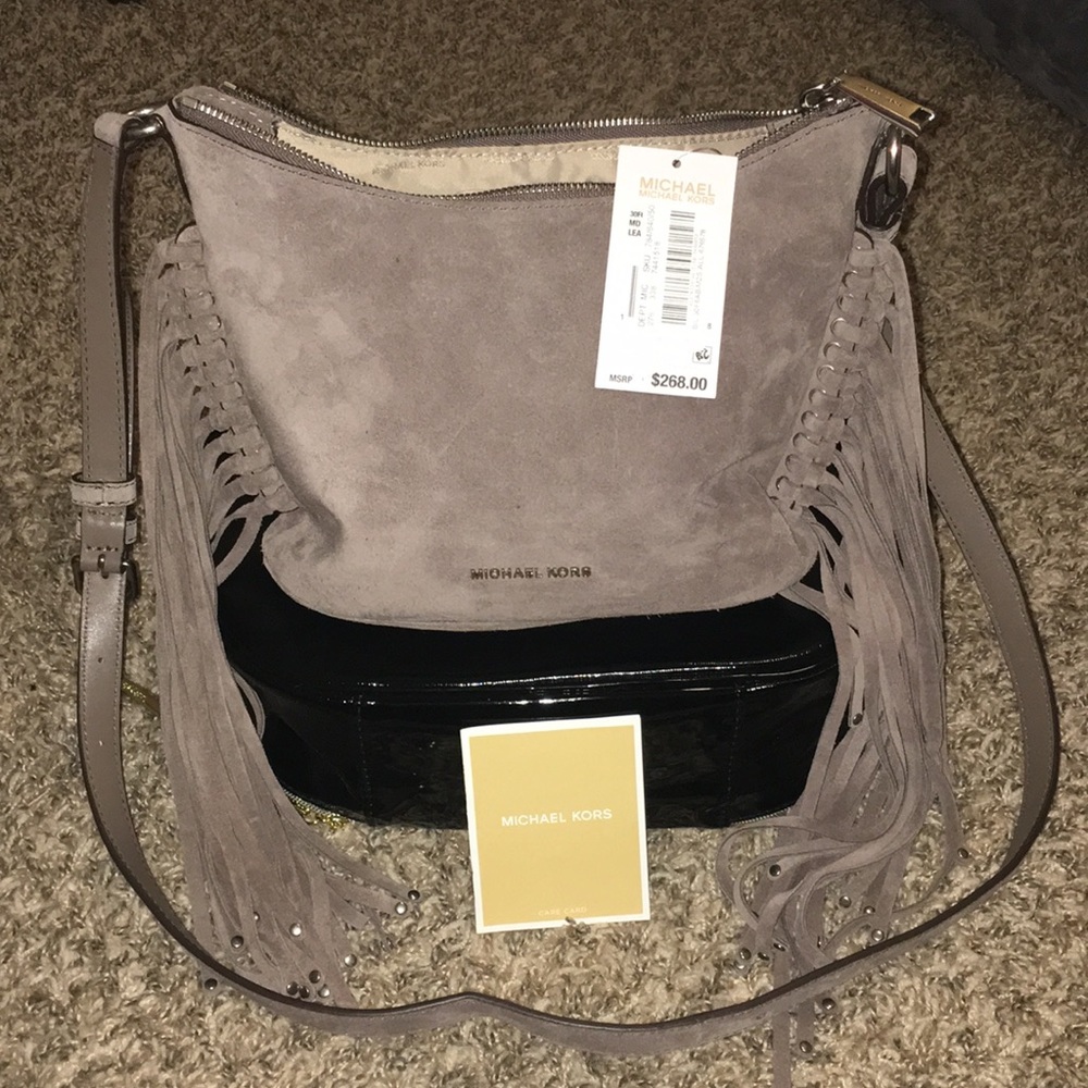 Michael Kors- Grey Suede Fringe Purse